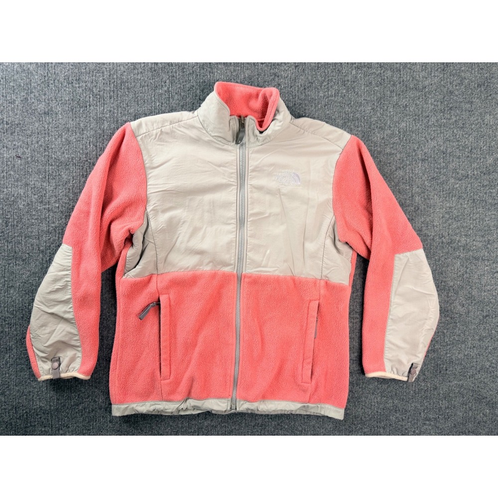 The North Face Denali Girls Large Fleece Jacket Pink Grey Y2K Polartec Zip Up L